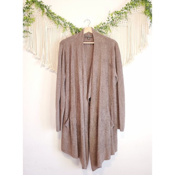Barefoot Dreams Sweaters - Barefoot Dreams Brown Fuzzy Knit Open Front Long Sleeve Cardigan, Size 2X